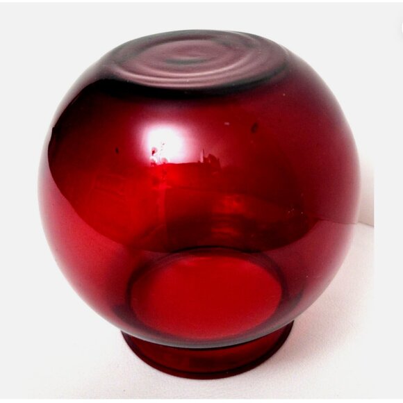 Art Deco Roly Poly Royal Ruby Small Ivy Ball Vase by Anchor Hocking Vintage - Picture 6 of 6